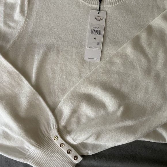 Calvin Klein Women's Soft Sweater with Gold Button Cuff - Picture 1 of 5